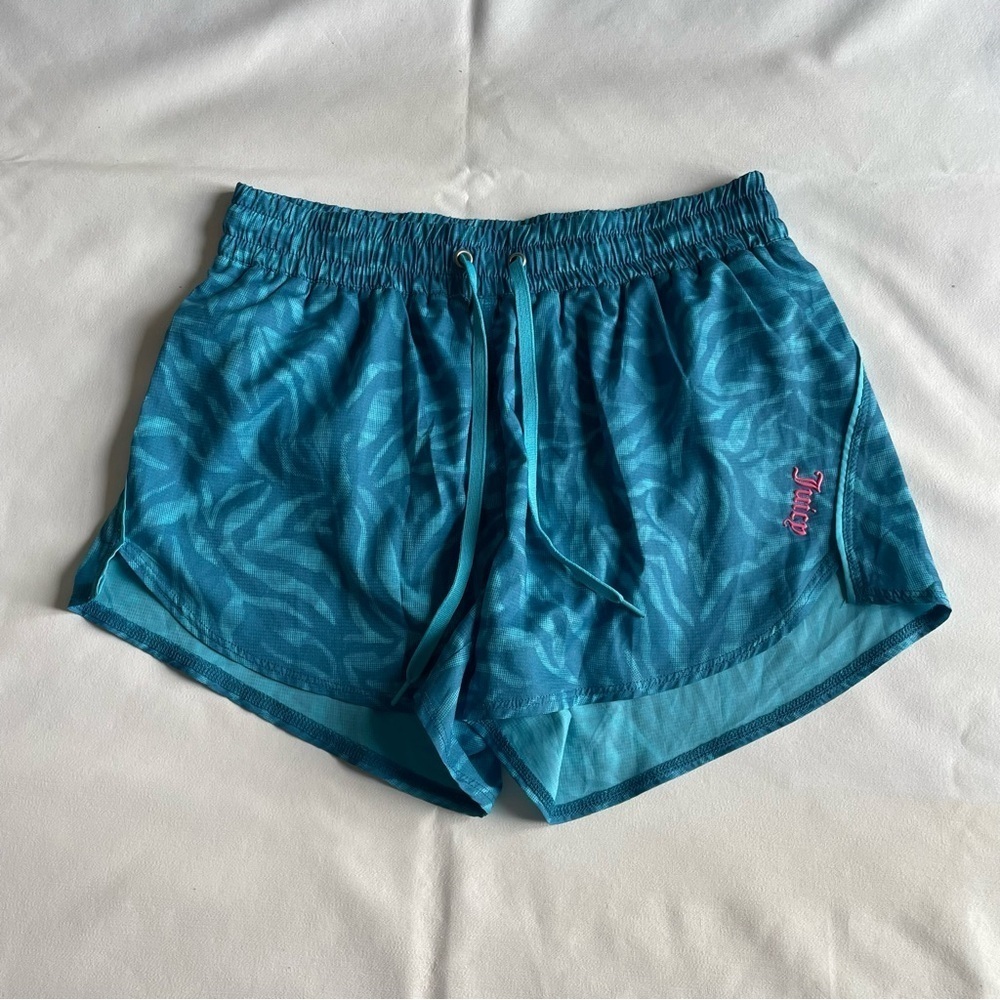 Juicy Couture Teal Athletic Shorts with Pink Logo